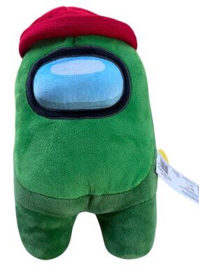 Toikido Among Us Green Plush Toy w/Red Winter Beanie Hat 12" Height (NWT)